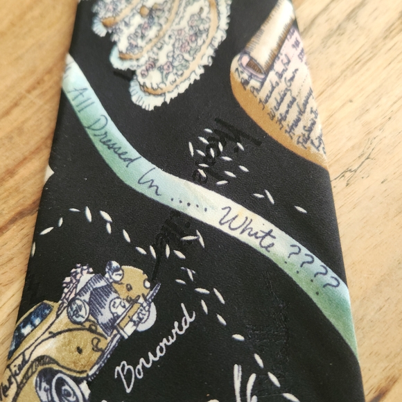 Elegant Vintage Nicole Miller Black Artistic Wedding Tie 100% Silk - Picture 9 of 13